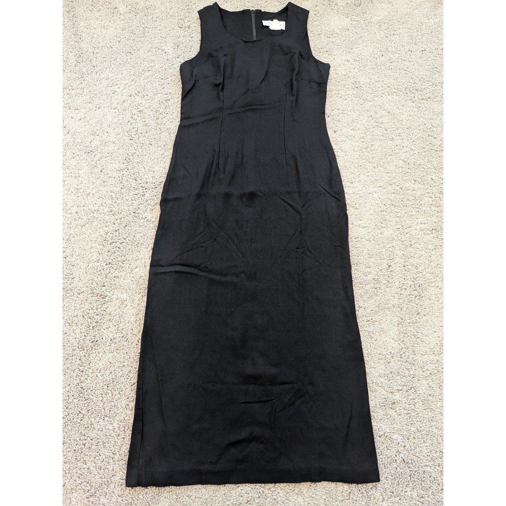 Bedford Fair Maxi Dress Womens 6 Sleeveless‎ Round Neck Black Back Zip Slit